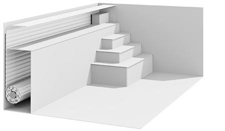 Rollladen in Sitzbank mit Ecktreppe - PP Pool