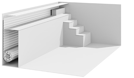 Rollladen in Sitzbank mit schmaler Treppe - PP Pool