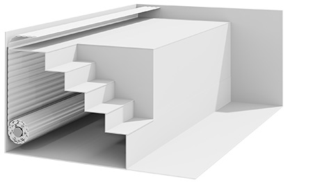 Rollladen in Flachwasserzone mit Schmaler Treppe - PP Pool