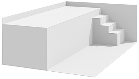 Schmale Treppe mit Flachwasserzone für PP Pool