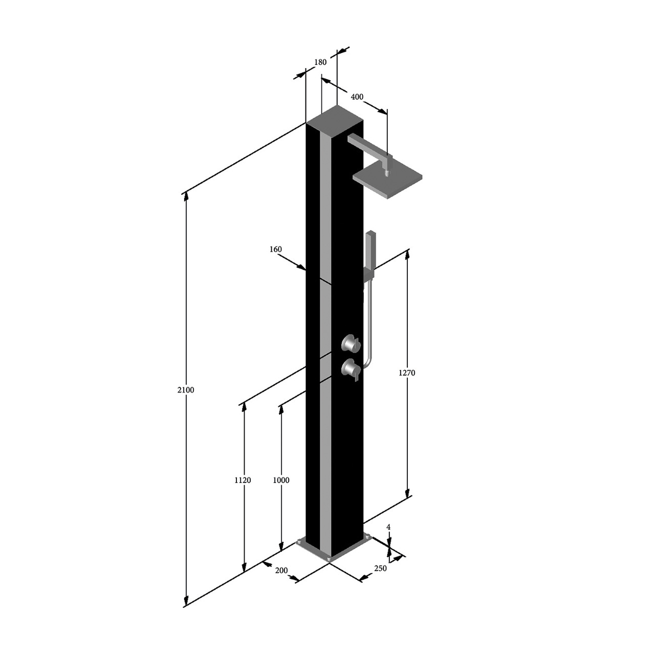 Garten Solardusche Kuba Schwarz