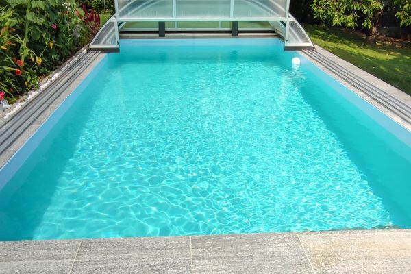 Schwimmbecken mit Folienauskleidung Primefol Azur und Primefol 3D Granit Grey