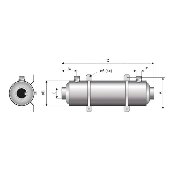 Pahlen Wärmetauscher Hi-Flow V4A Schwarz Skizze